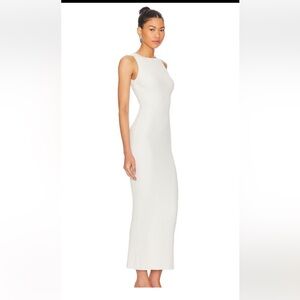 Good American Shine Scoop Back Ribbed Tank Dress - Cloud White